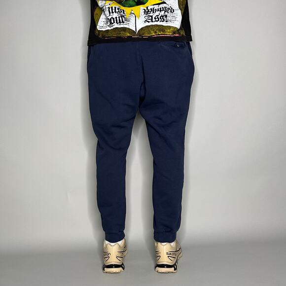 Nike Sweatpants Navy Blue Cotton Joggers White Swoosh - Picture 3 of 4